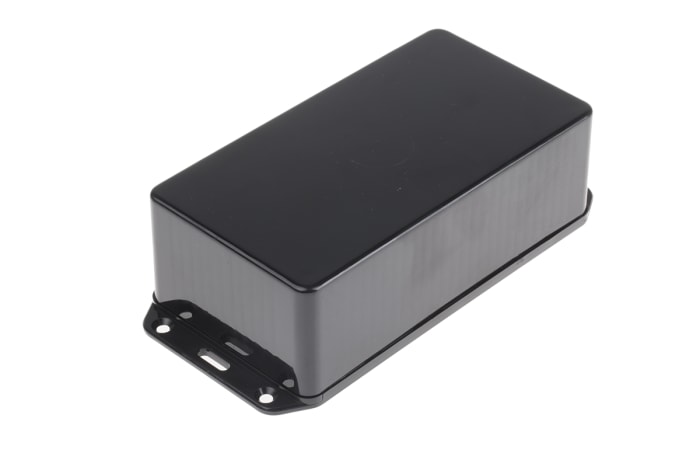 RS PRO Black ABS Enclosure, IP54, Flanged, Black Lid, 173.4 x 82.4 x 50.5mm