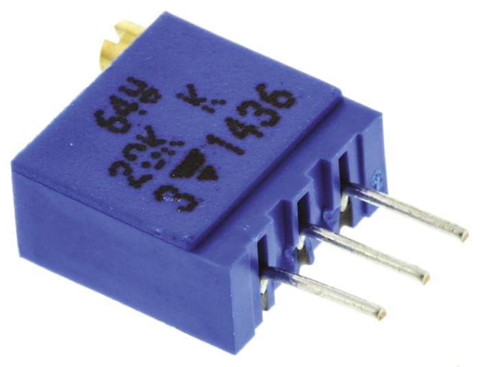 Vishay Trimpot (Trimmer Potansiyometre) 20kΩ, 19 (Elektriksel), 22 (Mekanik) Dönüşlü, Üstten Ayarlı, 1/2W, Pinli