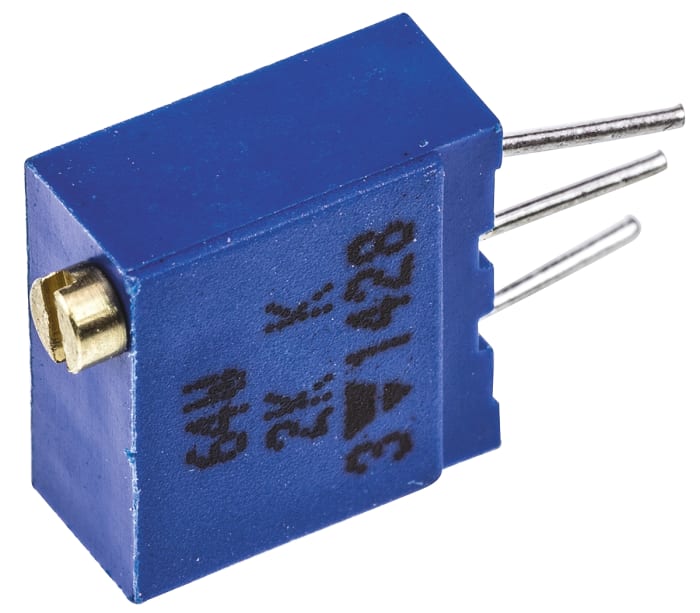 Vishay 64W Series 19 (Electrical), 22 (Mechanical)-Turn Through Hole Trimmer Resistor with Pin Terminations, 2kΩ ±10%