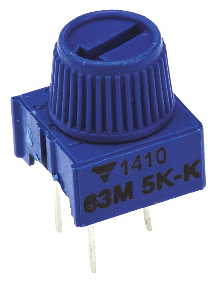 Vishay Trimpot (Trimmer Potansiyometre) 5kΩ, Parmakla Ayar Verme, 1/2W, ±100ppm/°C, Pinli, 63M-T607 Serisi, ±10% To>