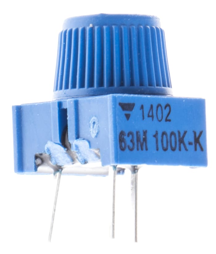 100kΩ, Through Hole Trimmer Potentiometer 0.5W Top Adjust Vishay, 63M