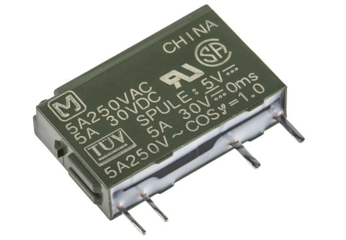 Panasonic SPNO Non-Latching Relay PCB Mount, 5V dc Coil, 5 A