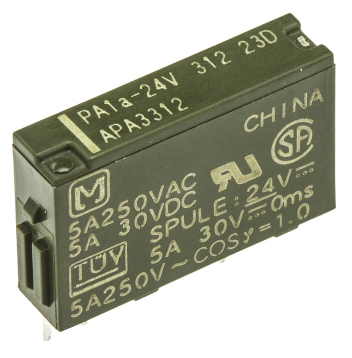 Panasonic SPNO Non-Latching Relay PCB Mount, 24V dc Coil, 5 A