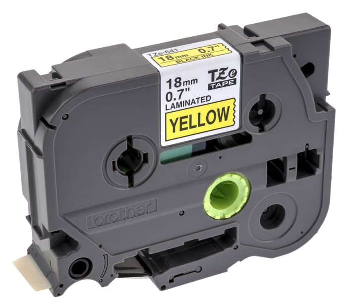 Brother Black on Yellow Label Printer Tape, 8 m Length, 18 mm Width