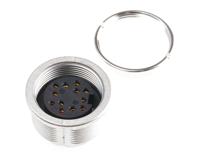 Zásuvka DIN, řada: C 091 D, počet kontaktů: 12, Samice, velikost: M16, 150 V AC/DC, orientace těla: Pravý úhel, IP67,