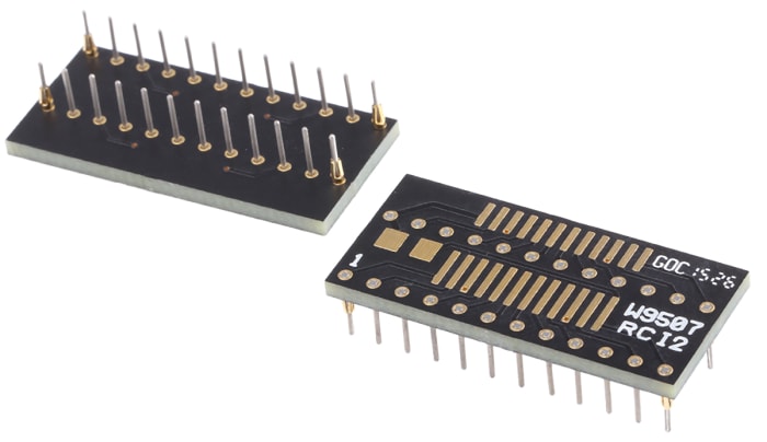 Winslow Straight Through Hole Mount 1.27 mm, 2.54 mm Pitch IC Socket Adapter, 24 Pin Female SOIC to 24 Pin Male DIP