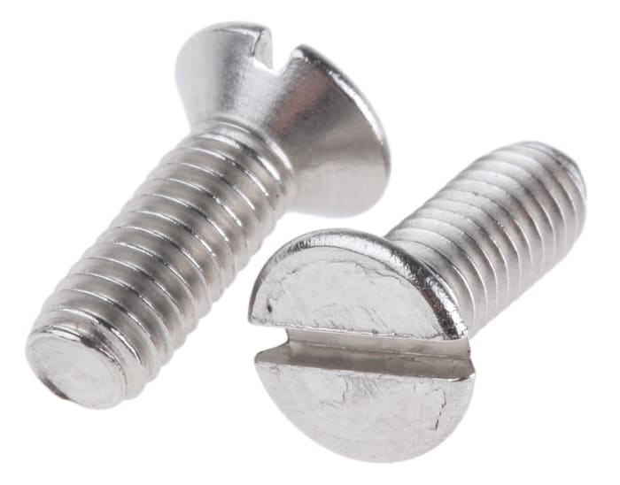 Tornillo de cabeza avellanada con huella ranurada RS PRO M4 x 12.0mm, paso de rosca 0.70mm, de Acero Inoxidable