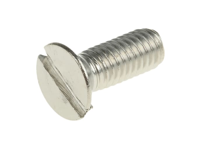 Tornillo de cabeza avellanada con huella ranurada RS PRO M6 x 16.0mm, paso de rosca 1.0mm, de Acero Inoxidable