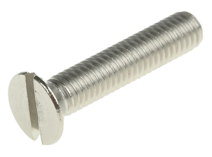 Tornillo de cabeza avellanada con huella ranurada RS PRO M6 x 30.0mm, paso de rosca 1.0mm, de Acero Inoxidable