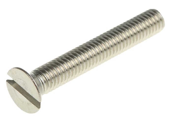 Tornillo de cabeza avellanada con huella ranurada RS PRO M6 x 40mm, paso de rosca 1mm, de Acero Inoxidable