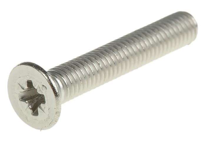 RS PRO Pozidriv Countersunk Stainless Steel Machine Screw 30.0 mm M5