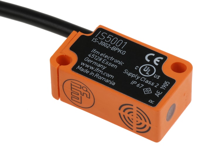 ifm electronic Inductive Block Proximity Sensor, 2 mm Detection, PNP NO, 10 → 36 V dc