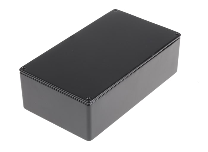 RS PRO Black Die Cast Aluminium Enclosure, IP54, Black Lid, 101 x 50 x 24.5mm