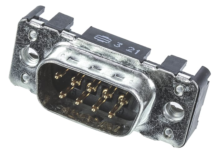 Harting 9 Way Through Hole D-sub Connector Plug, 2.74mm Pitch, with M3 Threaded Inserts