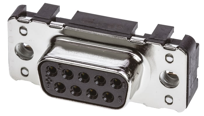 HARTING 9 Way Through Hole D-sub Connector Socket, 2.74mm Pitch, with M3 Threaded Inserts