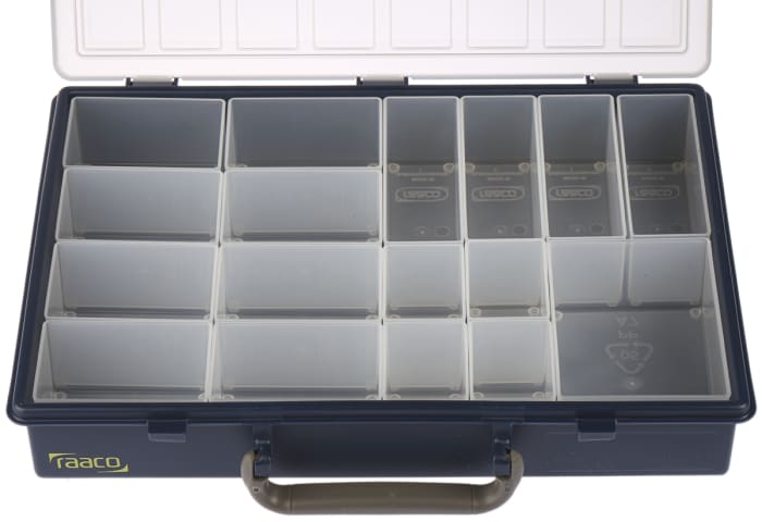 Caja organizadora Raaco de 17 compartimentos de PP Gris 340mm x