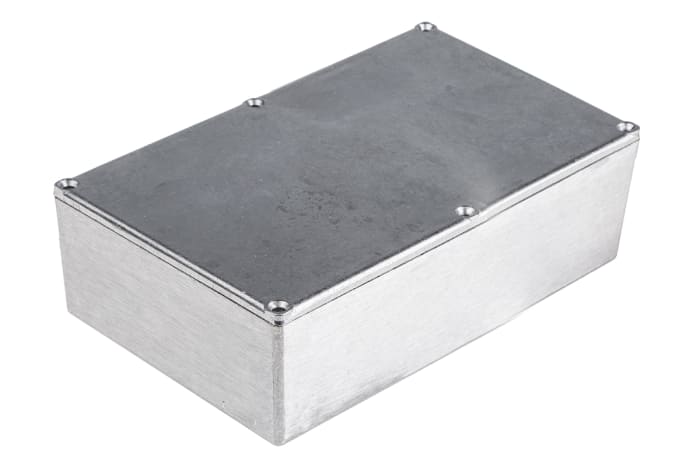 RS PRO Silver Die Cast Aluminium Enclosure, IP54, Silver Lid, 187.4 x 119.2 x 38.2mm