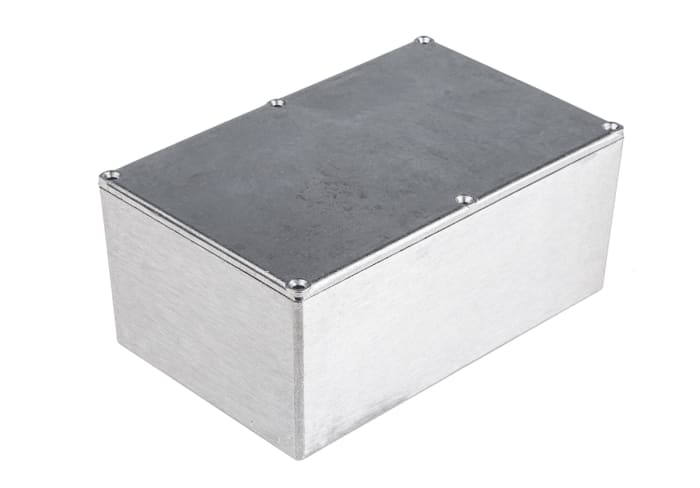 RS PRO Silver Die Cast Aluminium Enclosure, IP54, Silver Lid, 191.6 x 111.6 x 60.5mm