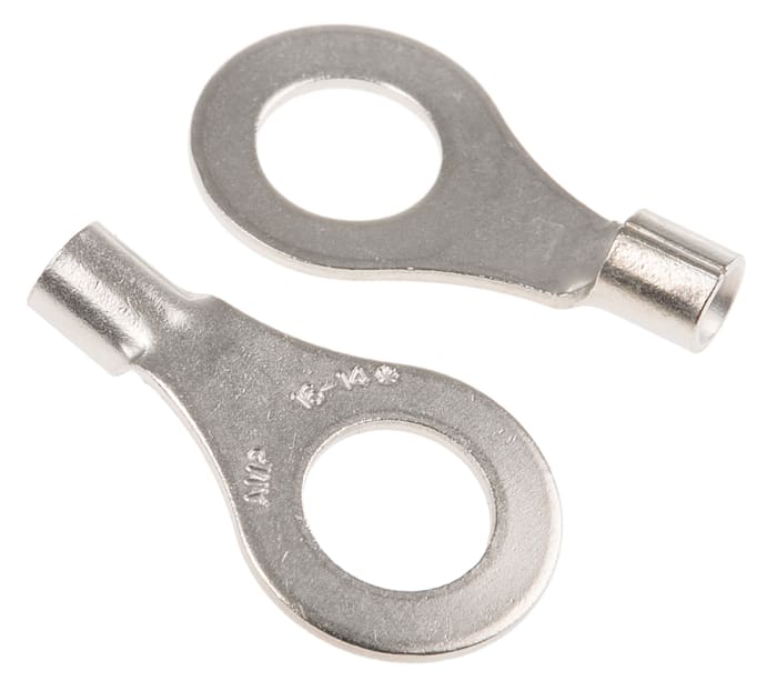 TE Connectivity, STRATO-THERM Uninsulated Ring Terminal, M6 Stud Size 16 AWG 14 AWG Wire Size