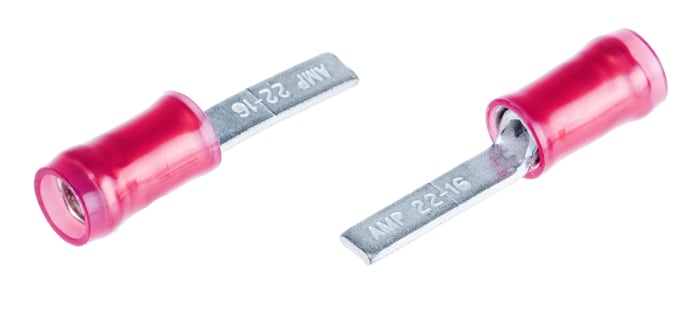 TE Connectivity , PIDG Insulated Crimp Blade Terminal 12.4mm Blade Length, 0.2mm² to 1.6mm², 22AWG to 16AWG, Red