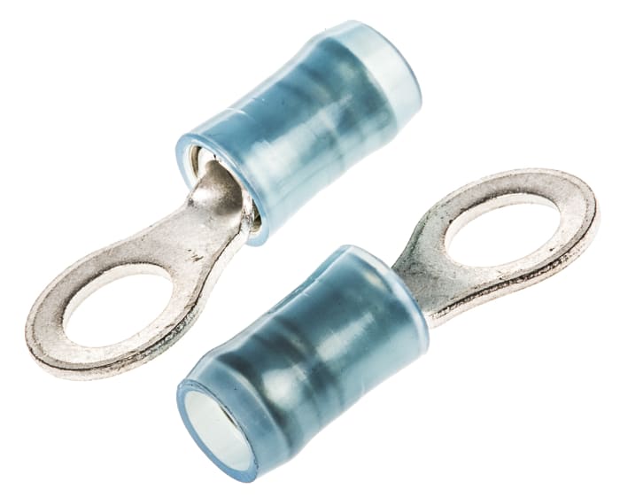 TE Connectivity, PIDG Insulated Ring Terminal, M5 Stud Size, 1mm² to 2.6mm² Wire Size, Blue