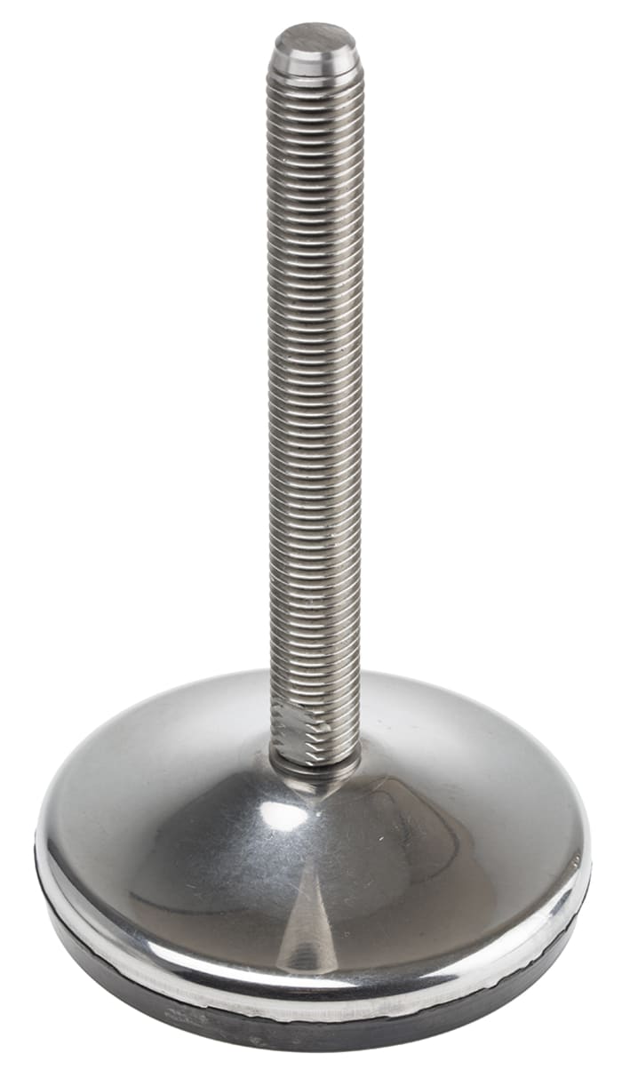 RS PRO M16 100 mm Dia. Adjustable Foot, Stainless Steel, 1500 kg Static Load Capacity 10 ° Tilt Angle