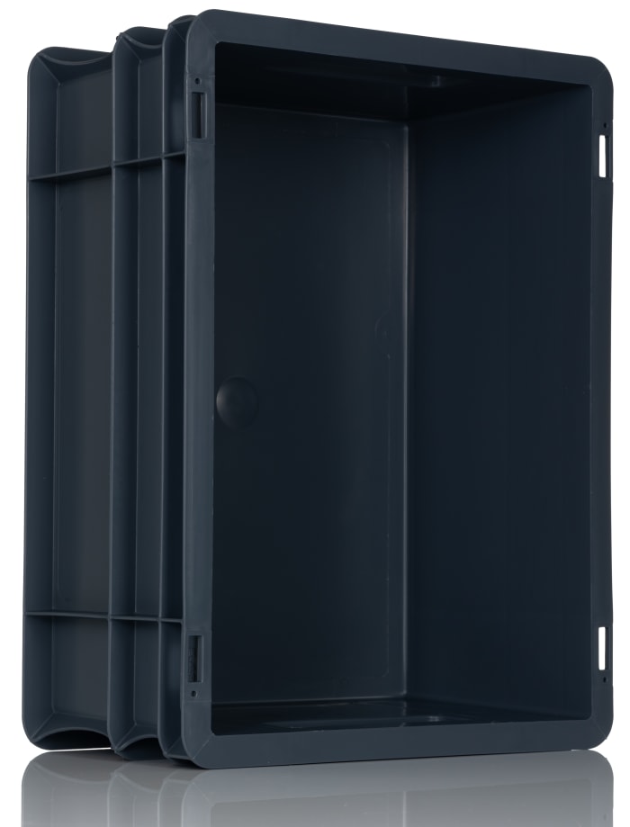 RS PRO 15L Grey PP Small Euro Containers, 170mm x 300mm x 400mm