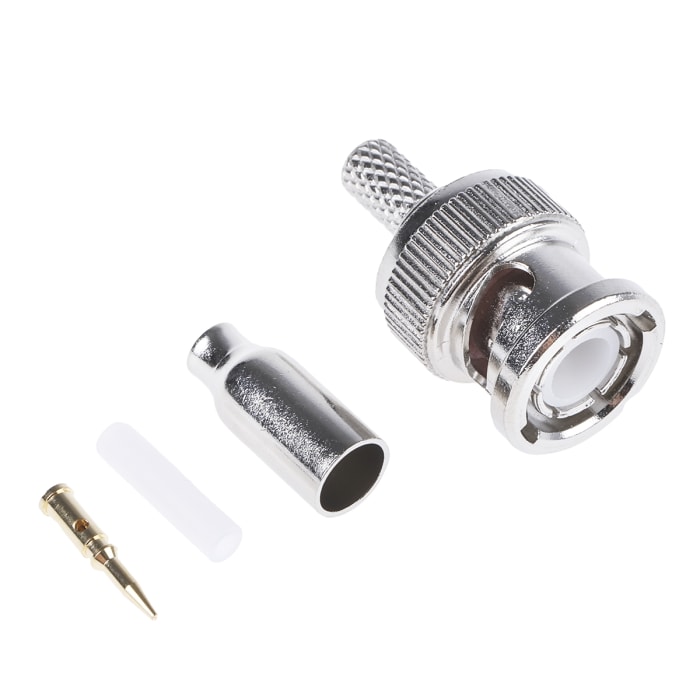 Connecteur BNC TE Connectivity Mâle Droit, raccordement A sertir 50Ω Montage sur câble