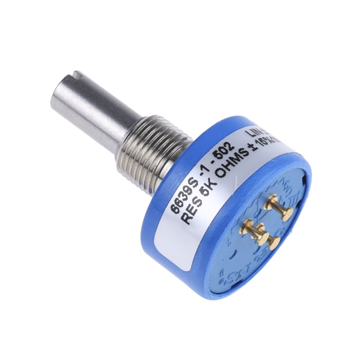 Bourns 6639 5kΩ Rotary Potentiometer Continuous-Turns 1-Gang Panel Mount, 6639S-1-502