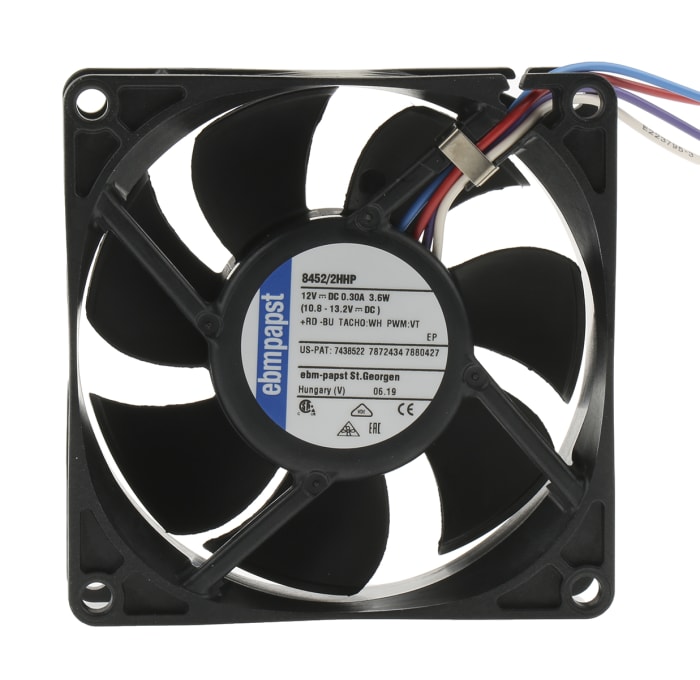 8452/2HHP ebm-papst | ebm-papst 8450 Series Axial Fan, 12 V dc, DC