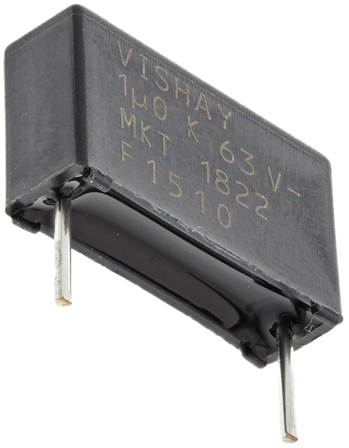 Vishay MKT 1822 Polyester Film Capacitor, 40 V ac, 63 V dc, ±10%, 1μF, Through Hole
