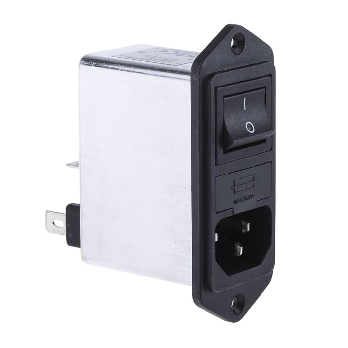 Schaffner 2A, 250 V ac Male Panel Mount IEC Filter 2 Pole FN282-2-06, Faston 2 Fuse