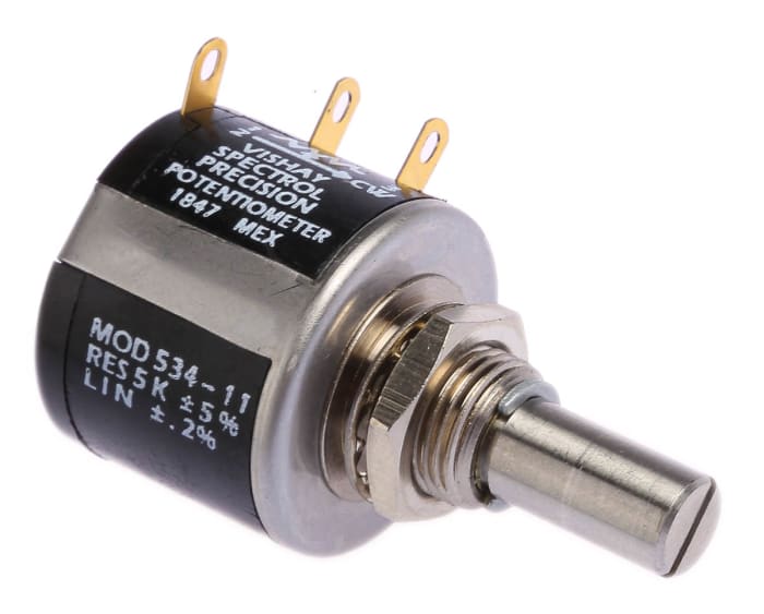 Vishay 534 5kΩ Rotary Potentiometer 10-Turns 1-Gang Panel Mount, 534B1502JL