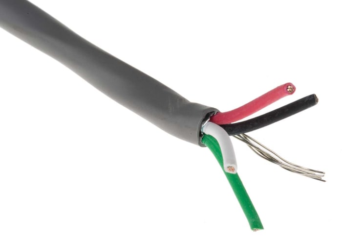 Alpha Wire Alpha Essentials Communication & Control Control Cable, 4 Cores, 0.56 mm², Screened, 100m, Grey PVC Sheath,