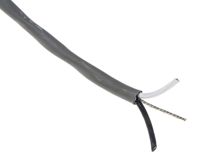 Alpha Wire Alpha Essentials Communication & Control Control Cable, 2 Cores, 0.81 mm², Screened, 30m, Grey PVC Sheath,