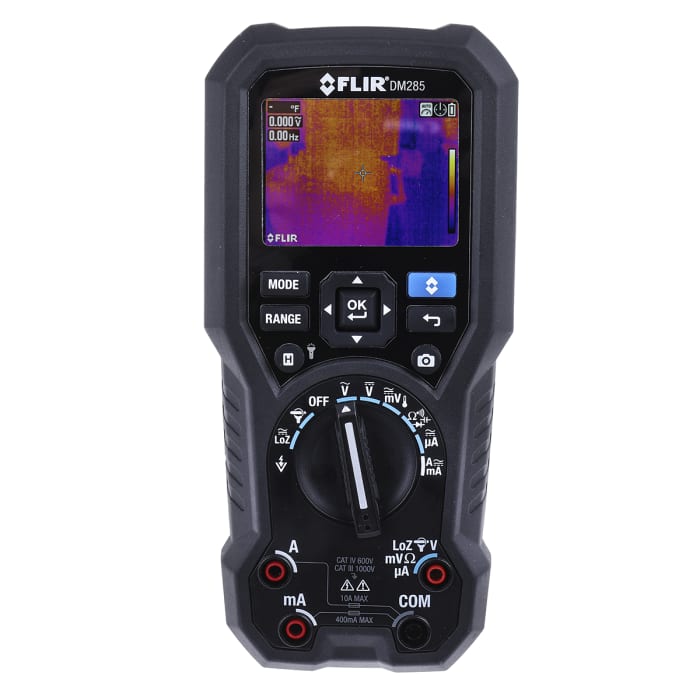 FLIR DM285 Handheld Digital Multimeter, True RMS, 10A ac Max, 10A dc Max, 1000V ac Max - RS Calibrated