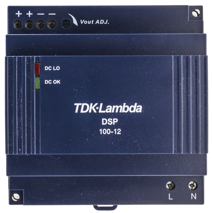 TDK-Lambda DSP Switched Mode DIN Rail Power Supply, 90 → 264 V ac / 120 →370V dc ac, dc Input, 12V dc dc