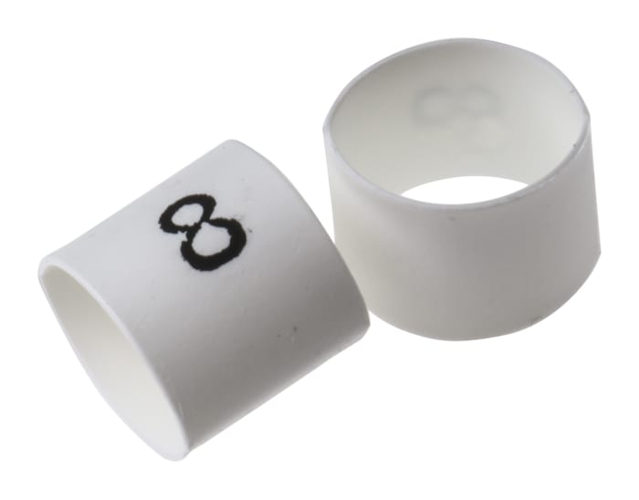 TE Connectivity TRSA Heat Shrink Cable Markers, White, Pre-printed "+, 0 → 9, A, B, C, Earth", 2 → 6mm