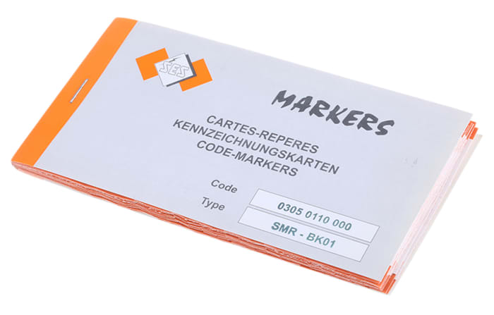 SES Kablo İşaretleyici, Beyaz üstüne Siyah Renkli, 0 → 9, Yapışkanlı