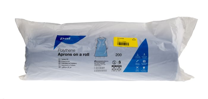 PAL Blue Polythene Food Safe Disposable Apron, 200 Per Box