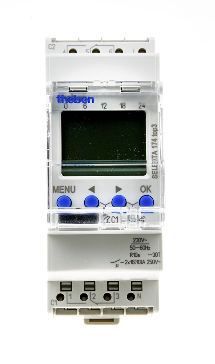 SELEKTA 174 Top3 Theben | Theben Digital TOP3 DIN Rail Time Switch, 2 ...