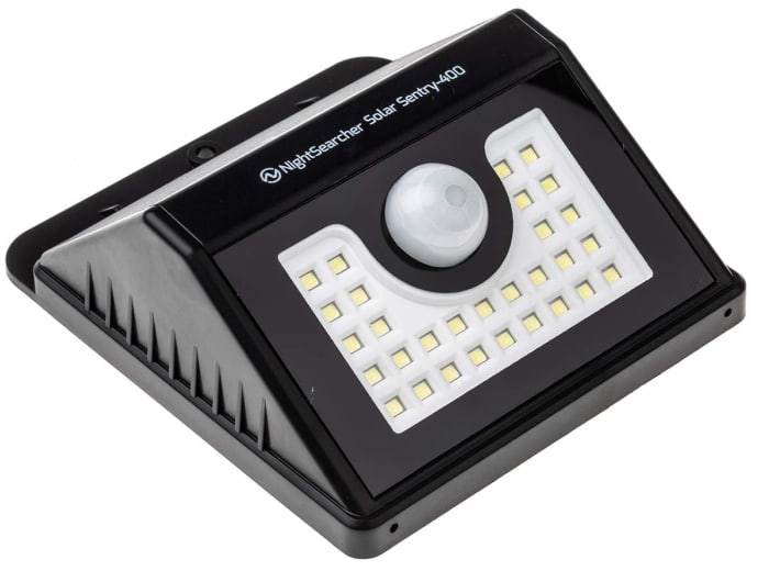 RS PRO, Solar Powered, Security Floodlight, 30 LED, 3.5 W, 400 lm, IP65 Day and Night Auto Sensor, Motion Sensor, 3.7 V