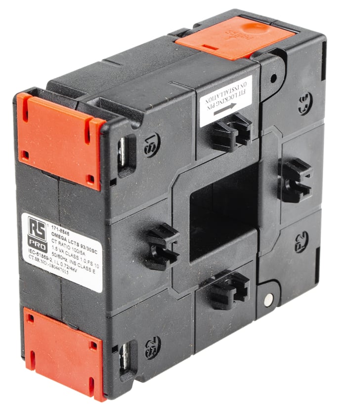 RS PRO Base Mounted Current Transformer, 100A Input, 100:5, 5 A Output, 33 x 23mm Bore