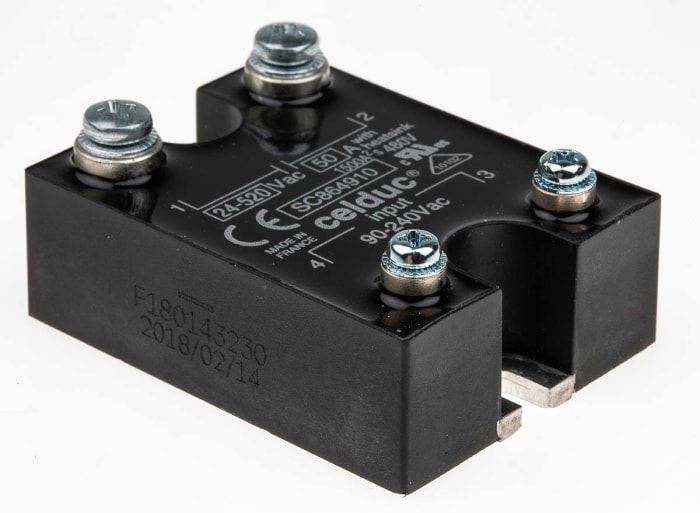 Celduc SC8 Series Solid State Relay, 50 A Load, Panel Mount, 520 V rms Load, 240 V ac Control