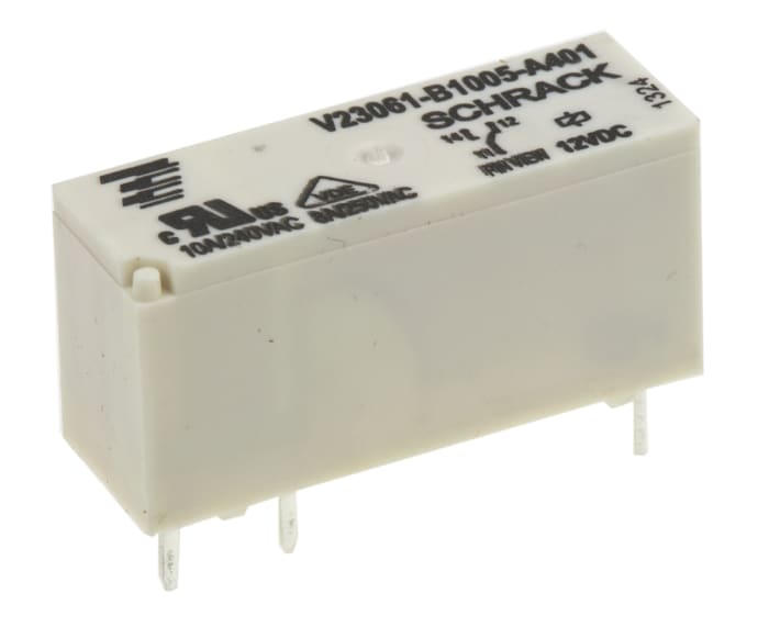 TE Connectivity PCB Mount Non-Latching Relay, 12V dc Coil, 8A Switching Current, SPDT