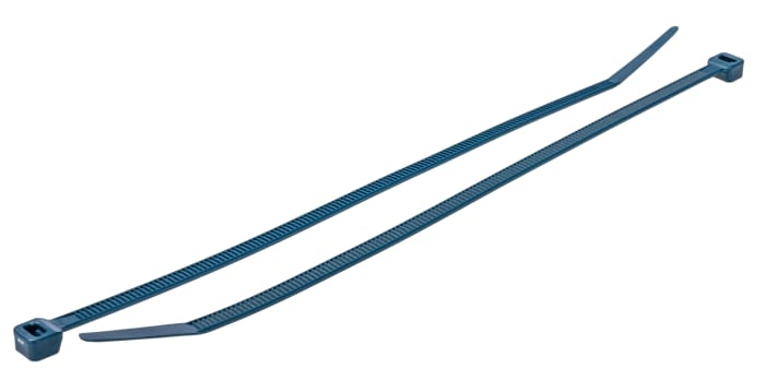 RS PRO Cable Tie, Metal Detectable, 203mm x 4.6 mm, Blue Metal Detectable, Pk-100
