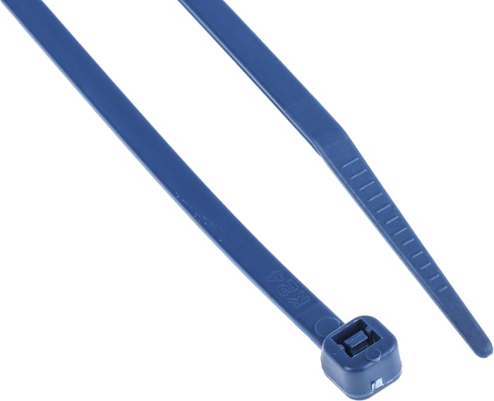 Serre-câble RS PRO, 150mm x 3.6 mm, Bleu, en Nylon détectable au métal, x 100
