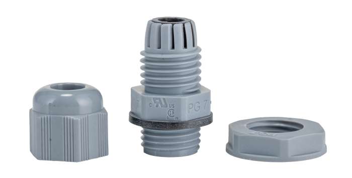 Alpha Wire FIT Wire Management Series Slate Chloroprene Rubber (O-Ring/Seal), Polyamide Cable Gland, PG9 Thread, 4mm