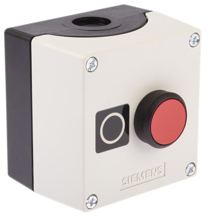 Siemens Enclosed Push Button - SPST, Plastic, Red, O, IP66, IP67, IP69