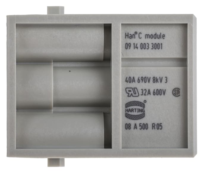 HARTING Heavy Duty Power Connector Module, 40A, Male, Han-Modular Series, 3 Contacts